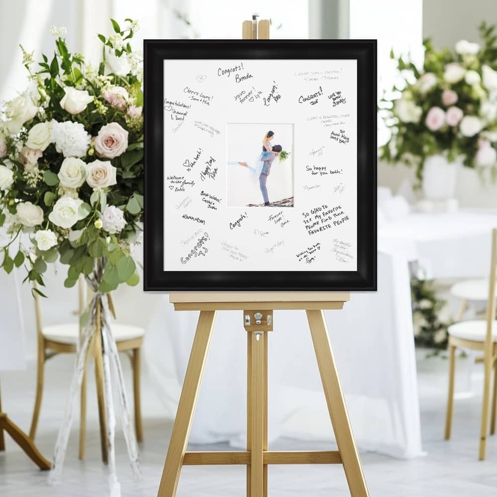 Grand Signature Mat Picture Frame - Autograph Photo Frame Guest Book Alternative for Weddings, Graduations, or Retirement