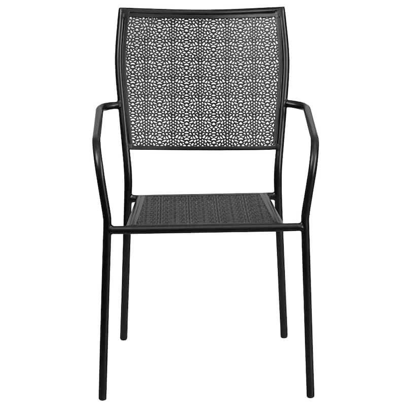 Indoor-Outdoor Steel Patio Arm Chair with Square Back
