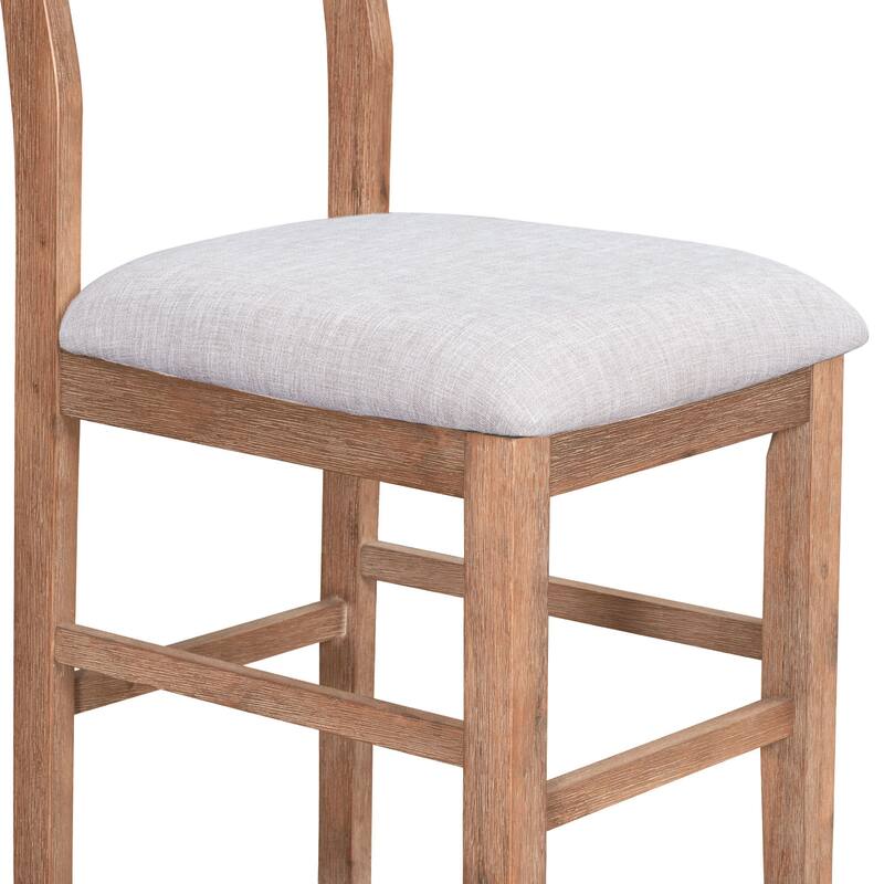 Counter Height 5-Piece Dining Table Set, Kitchen Table Set with Wood Texture Table and Cushioned Chairs