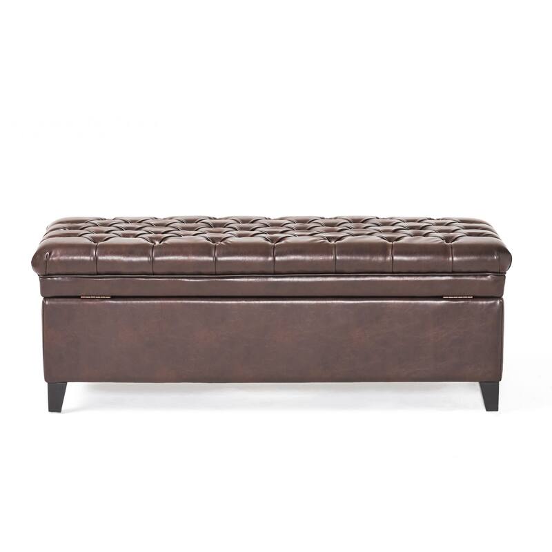 Hastings Tufted Faux Leather Storage Ottoman by Christopher Knight Home