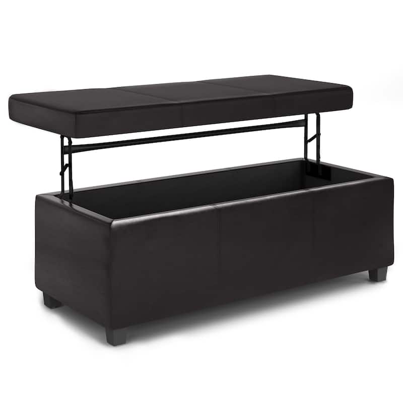 WYNDENHALL Franklin 44 inch Wide Contemporary Rectangle Storage Ottoman in Faux Leather