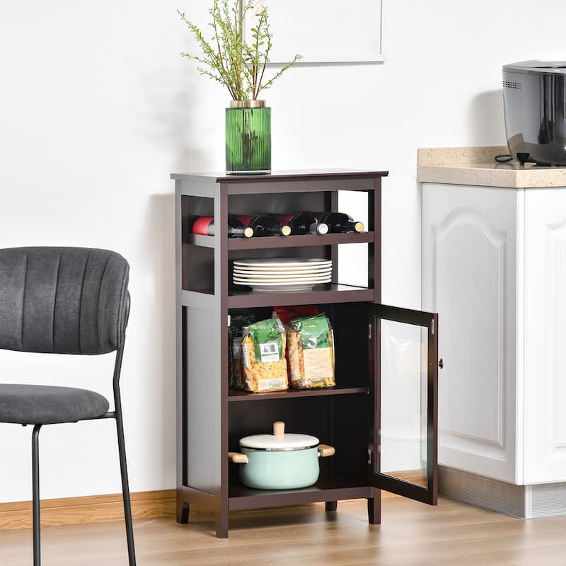 HOMCOM Wine Storage Cabinet with 4 Bottle Wine Rack, Open Shelf, Acrylic Door Cabinet with Adjustable Shelf