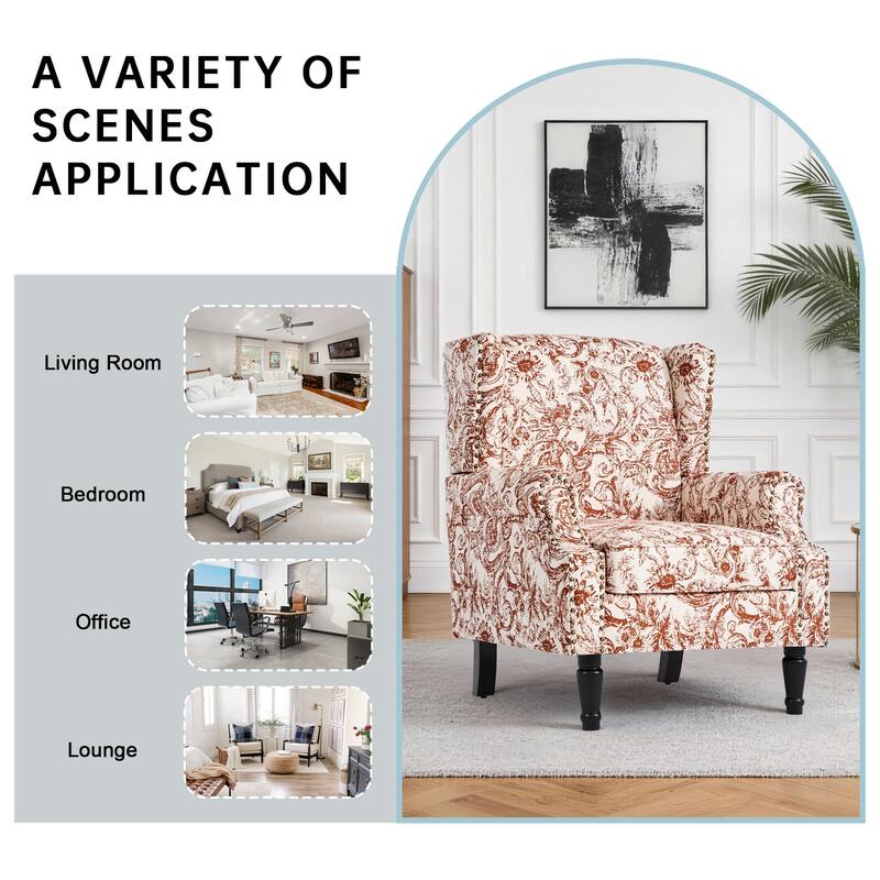 Wingback Accent Chair Nailhead Trim Living Room Reading Chair