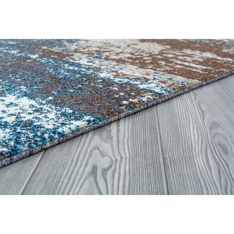 Milan Cream/Turquoise Polypropylene Area Rug