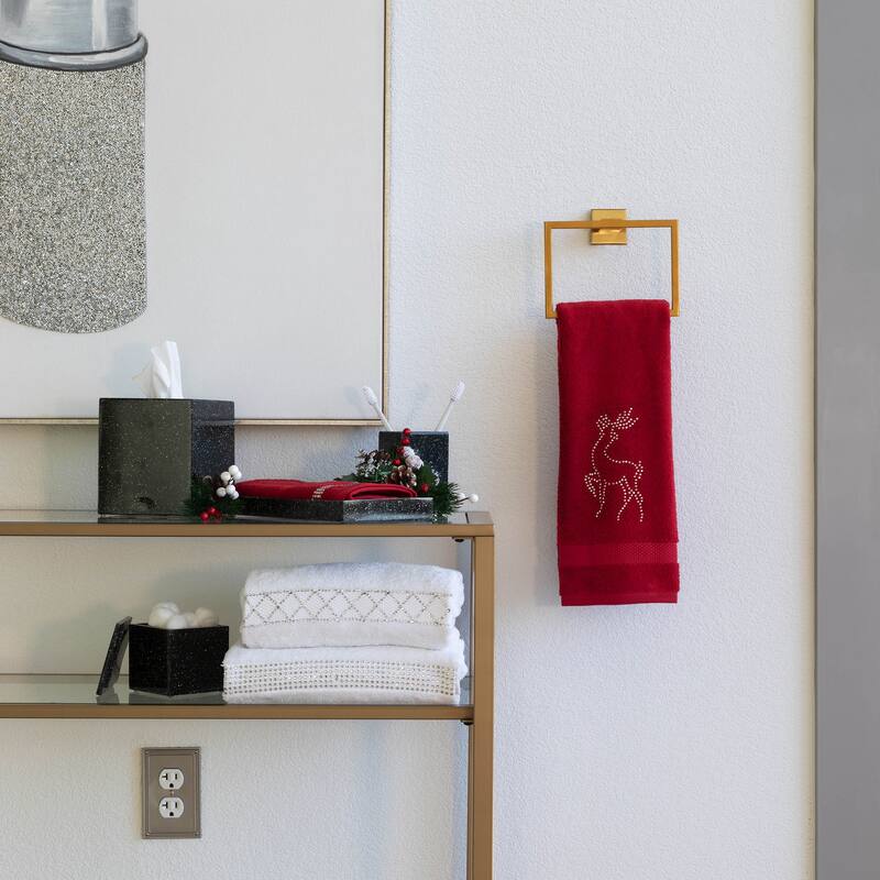 Sparkles Home Rhinestone Reindeer Hand Towel