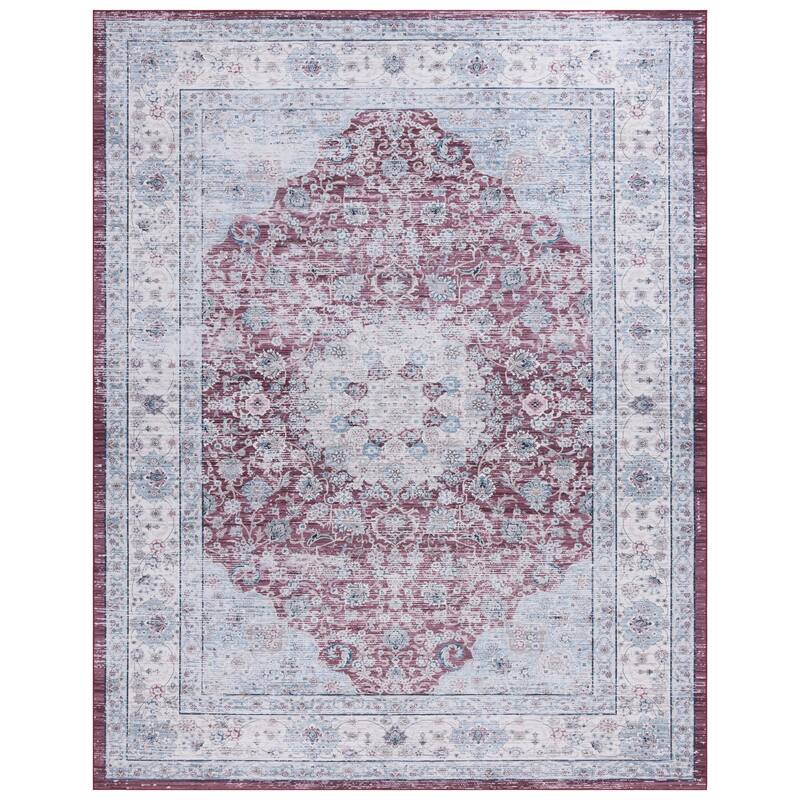 SAFAVIEH Tucson Machine Washable Slip Resistant Izora Traditional Rug - 9' x 12' - Rust/Beige