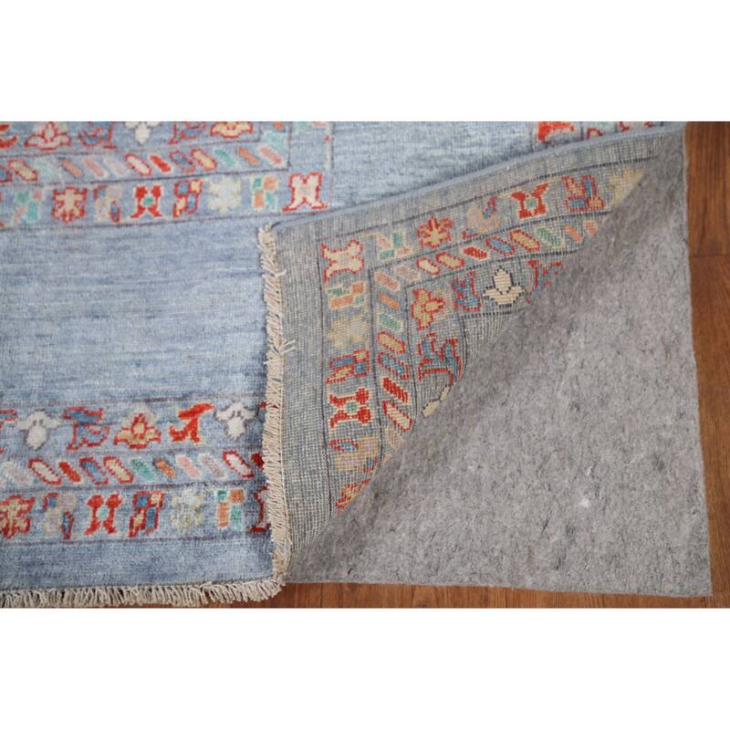 Hand Knotted Oriental 100% Wool Carpet Modern All-Over Navy Blue & Blues Art & Craft Area Rug - 12' 2'' X 8' 9''