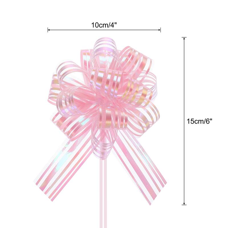 15pcs 6" Large Organza Pull Bow Chiffon Gift Wrapping Bows Ribbon - Light Pink - 4"