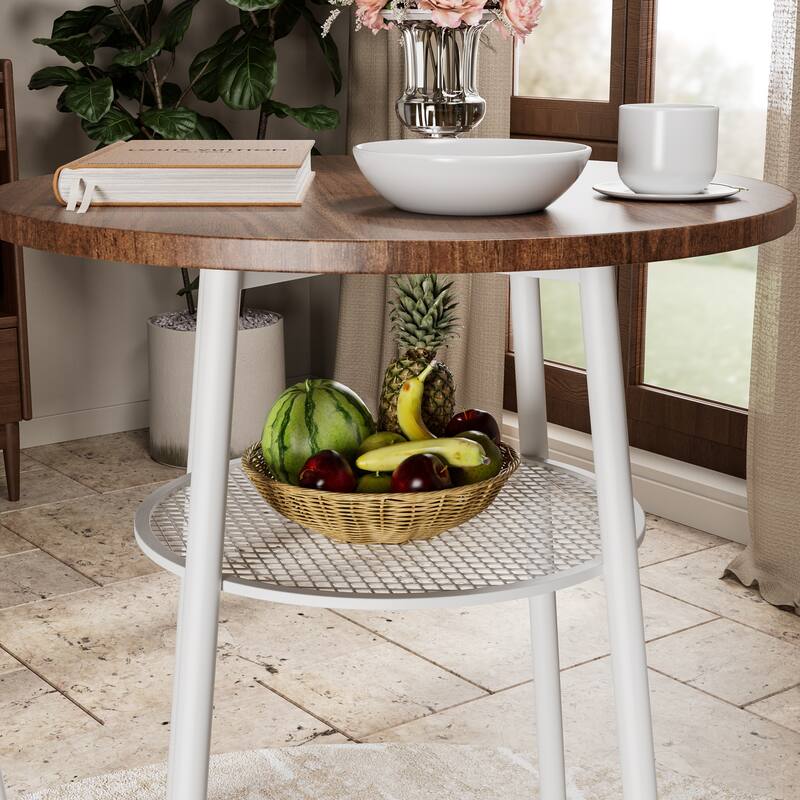 3-Piece Bar Table Set with 2 Bar Stools - Modern Pub Table with Backrests & Storage Shelf