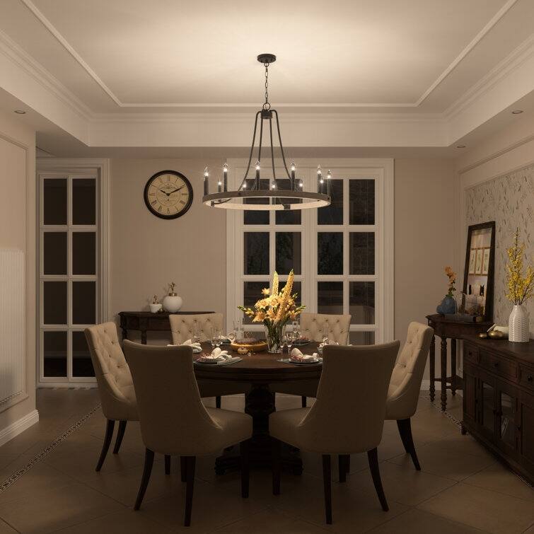 Acroma 12-light Acroma 12-light 34In Farmhouse Modern Wagon Wheel Chandelier - N/A