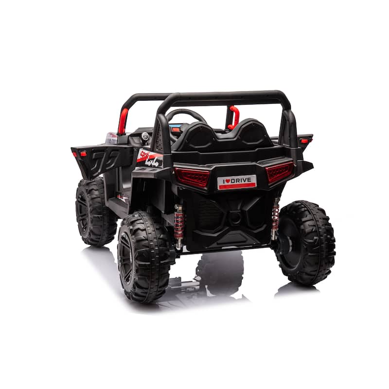 Kids Recreational Vehicle with Light Control, Ride on Off-Road Vehicle with Leather Seats, Black Electric Vehicle Toy for Garden