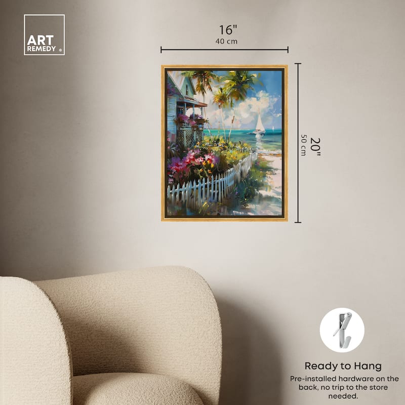 Art Remedy Local Beach House Framed Colorful Coastal 1 Piece Canvas Wall Art