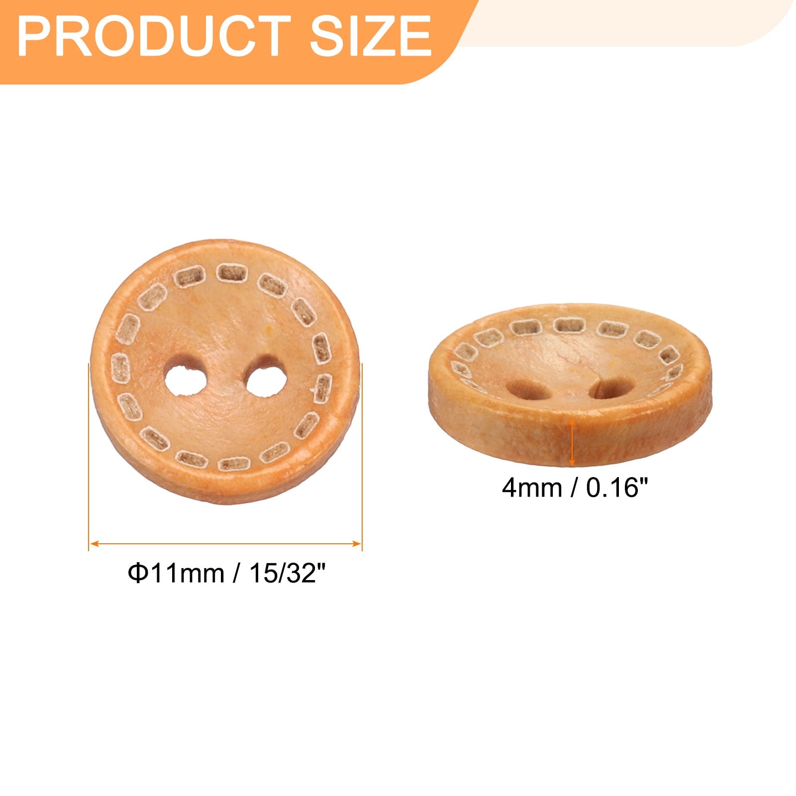 Wooden Sewing Button 2 Holes Wood Round Craft Replacement Buttons for Sewing Clothing Pillow DIY Crafts