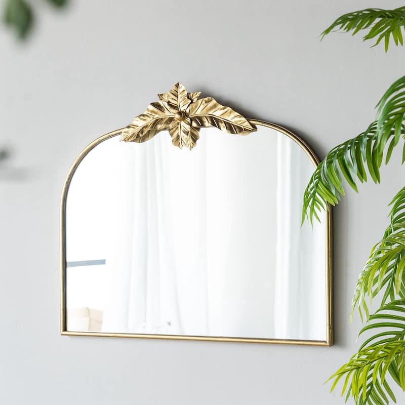 39.5" x 35" Gold Arched Mirror with Metal Frame