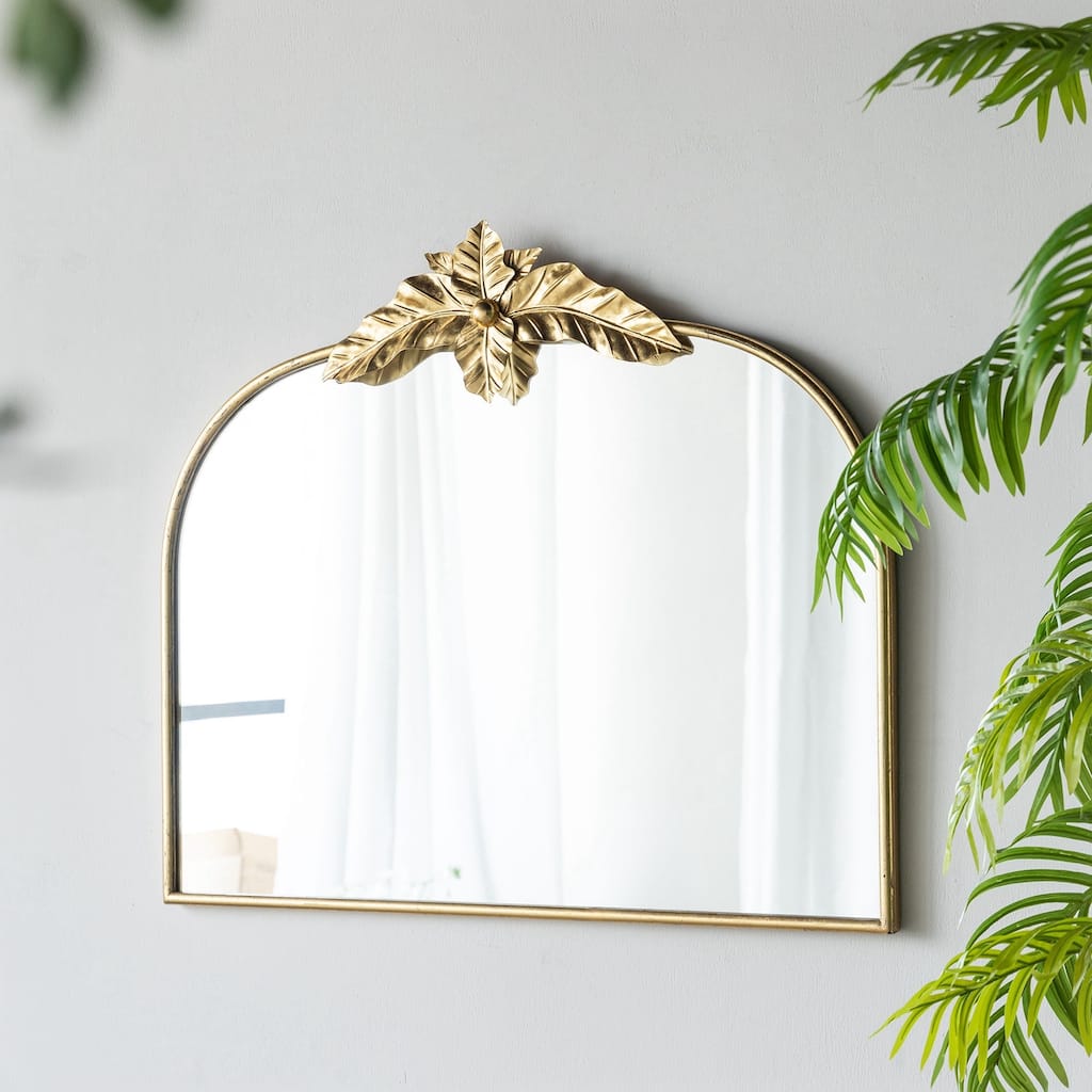 39.5" x 35" Gold Arched Mirror with Metal Frame