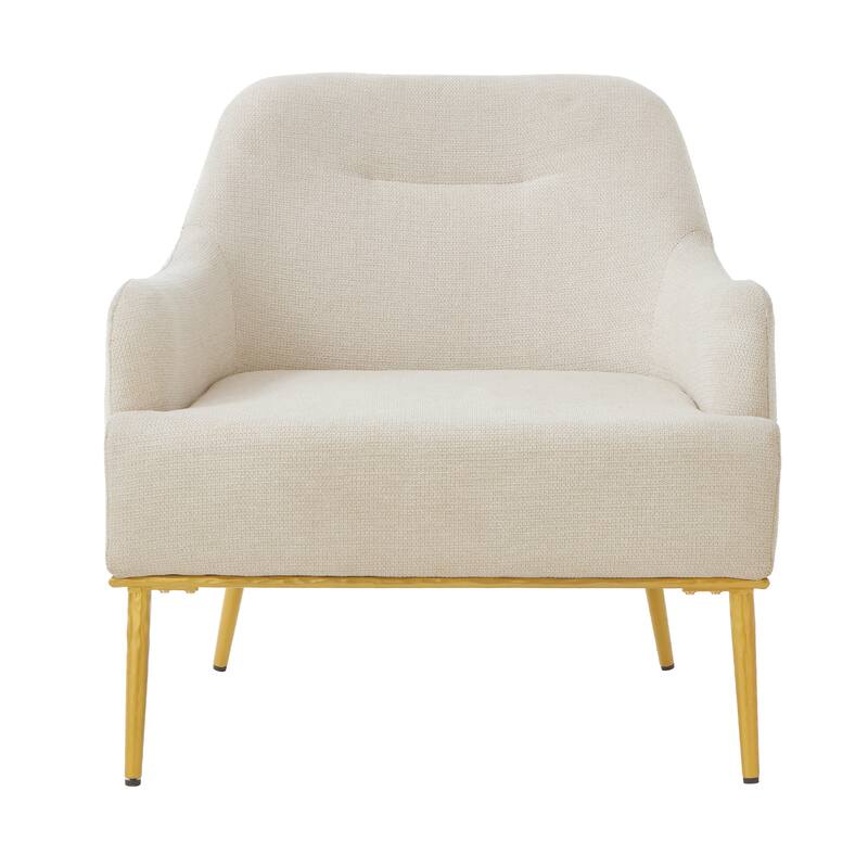 Christopher Knight Home - Modern Upholstered Armchair with Gold Metal Legs and Curved Backrest