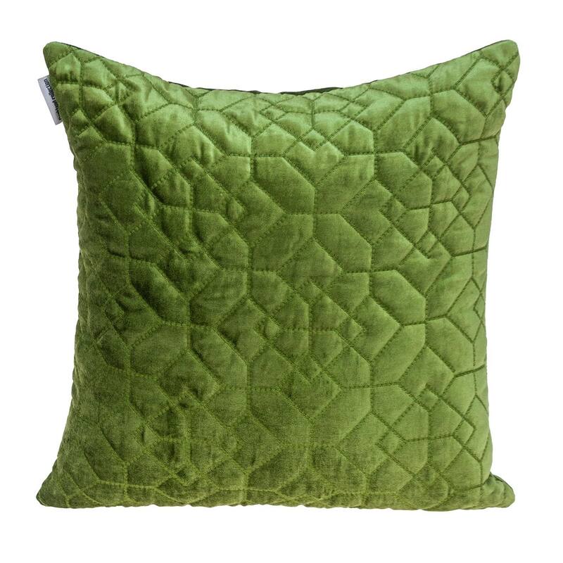 Navy Quilted Velvet Geo Decorative Throw Pillow - Olive