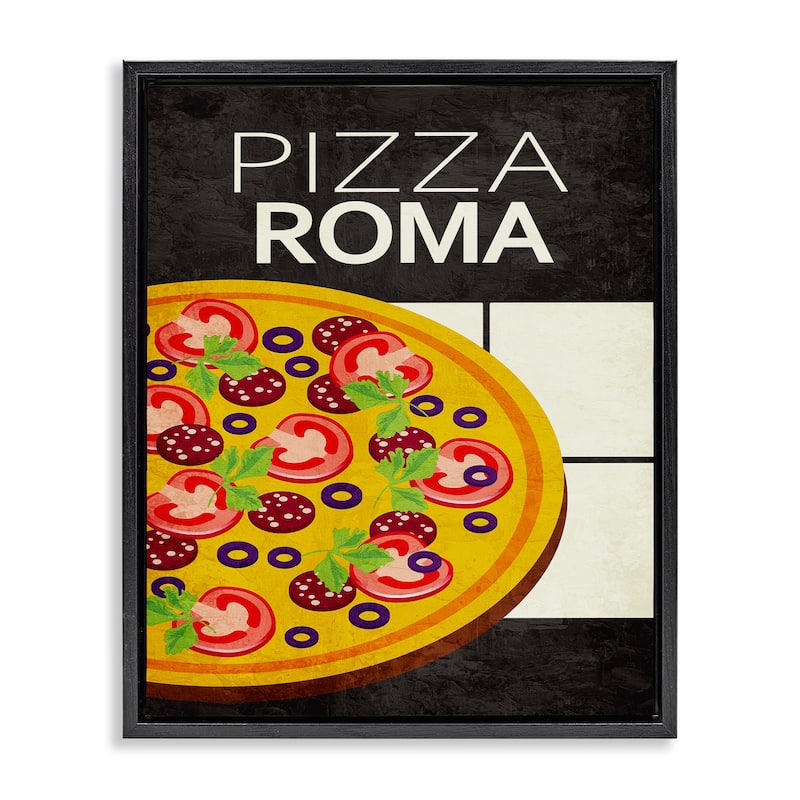 Stupell Pizza Roma Classic Kitchen Framed Floater Canvas Wall Art Design By Kim Allen - 17 x 21 - Black