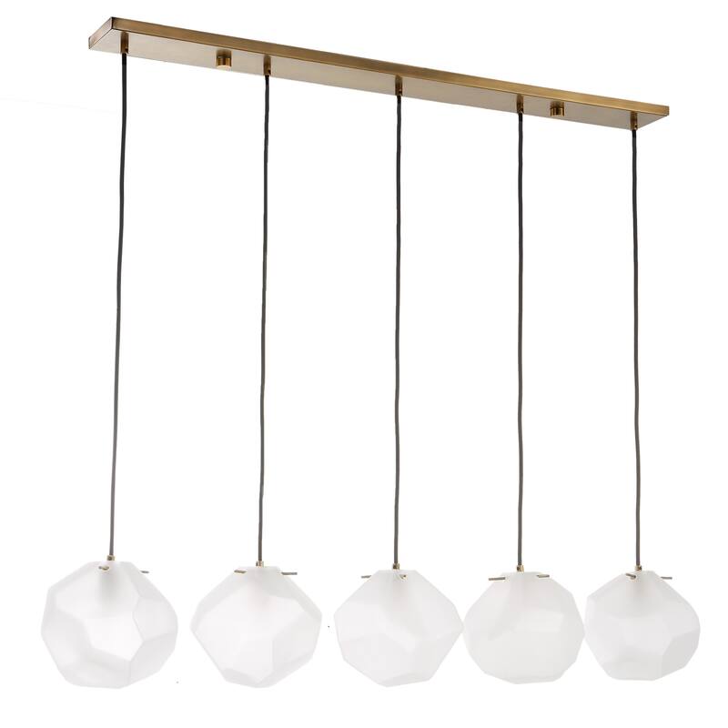 5 Light Geometric Linear Ceiling Pendant - 47" - Brass