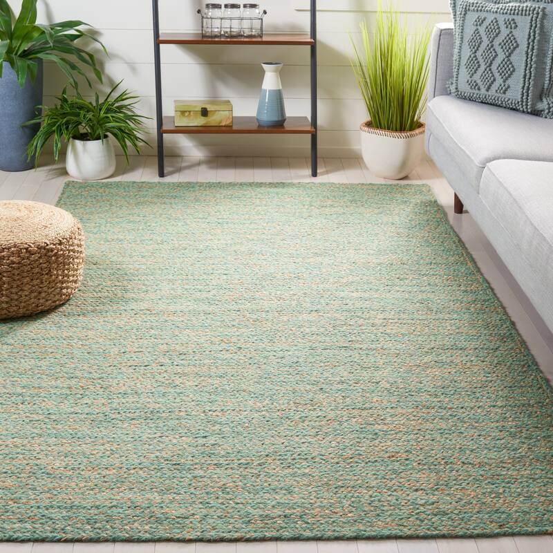 SAFAVIEH Handmade Natural Fiber Hedi Jute & Wool Rug - 3' x 5' - Green/Natural