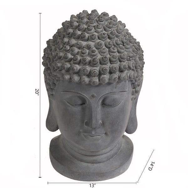Grey Buddha Head Garden Outdoor Statue