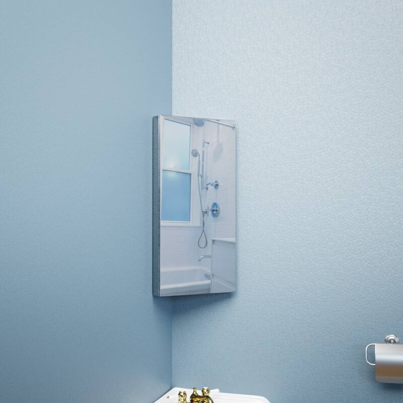 Infinity Stainless Steel Corner Medicine Cabinet Wall Mount 23.6" x 11.8" with Mirror