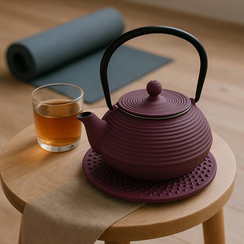 Creative Home Purple Cast Iron 3.75" Round Drink Coaster