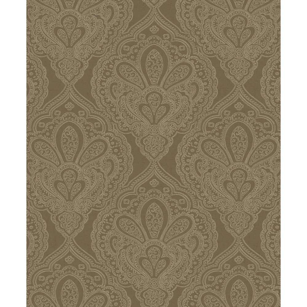 Galerie Wallcoverings Emporium 3D Embossed Mehndi Damask Non-woven Metallic Wallpaper Roll