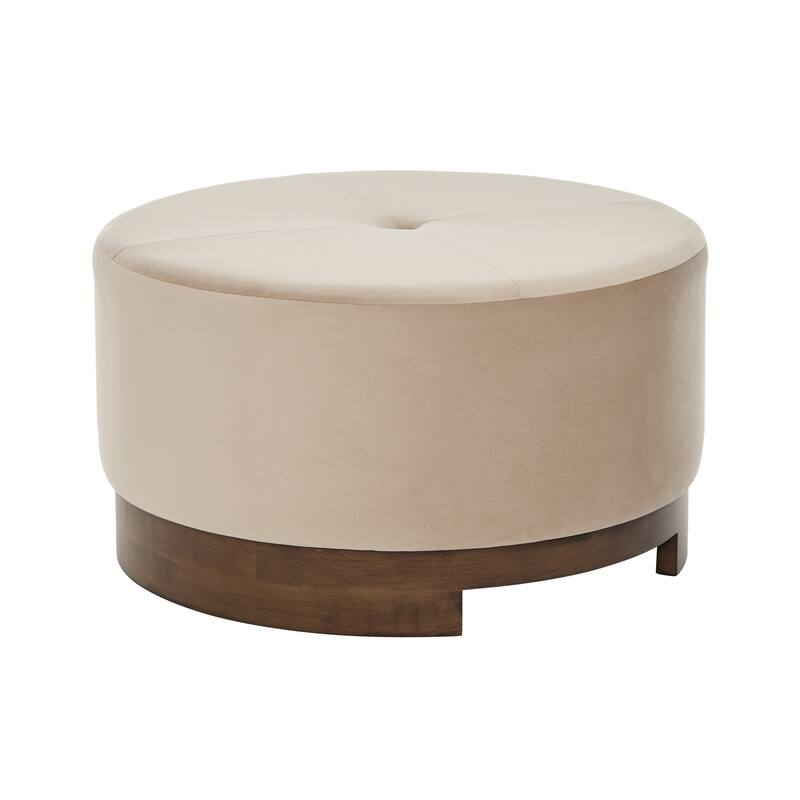 Christopher Knight Home - Monroe Modern Upholstered Ottoman/ Foot Stool with Wooden Base Round