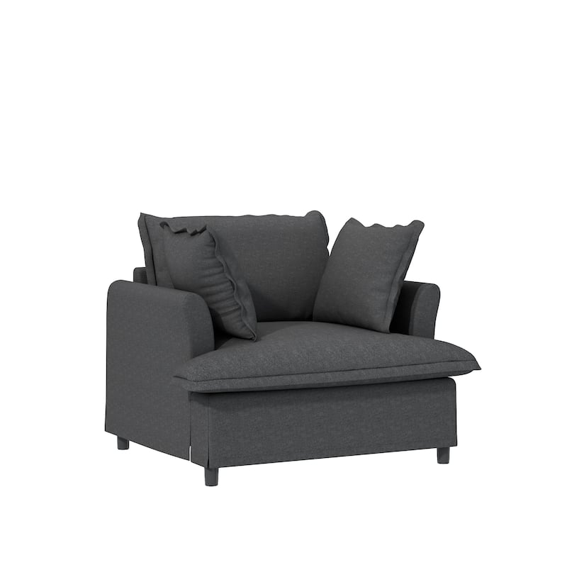 33*27.5" Ottoman Module for Modular Sofa, Wide Seat, Gray Chenille, 24 lbs