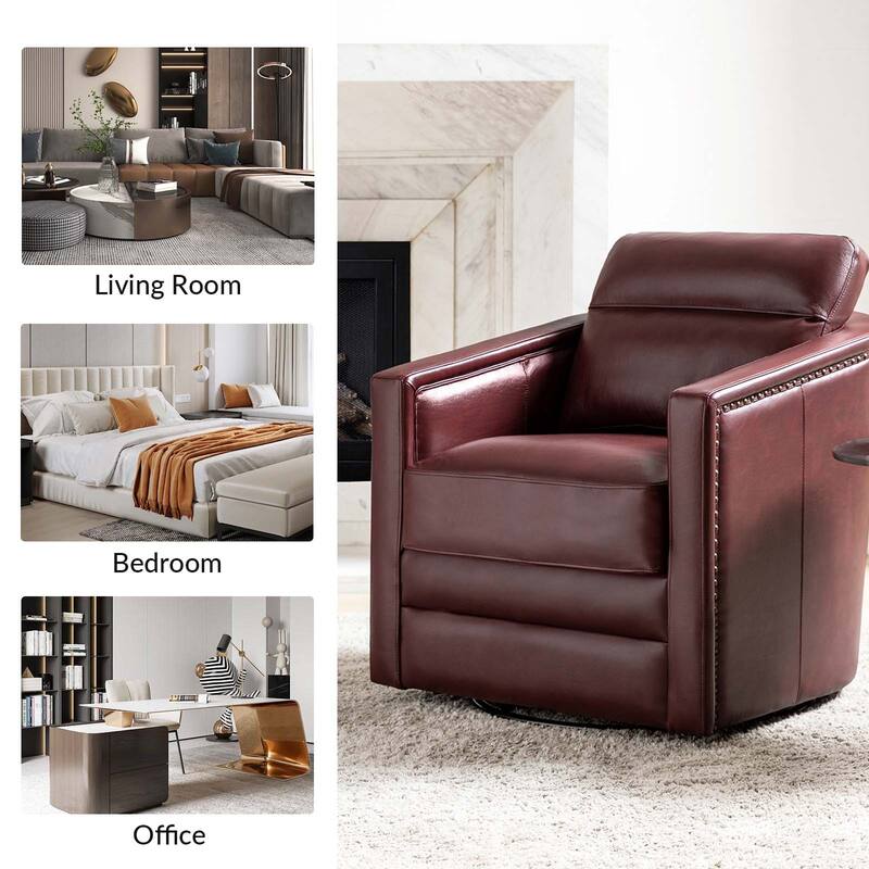 Jorge 28.74" Wide Genuine Leather Swivel Chair Set of 2