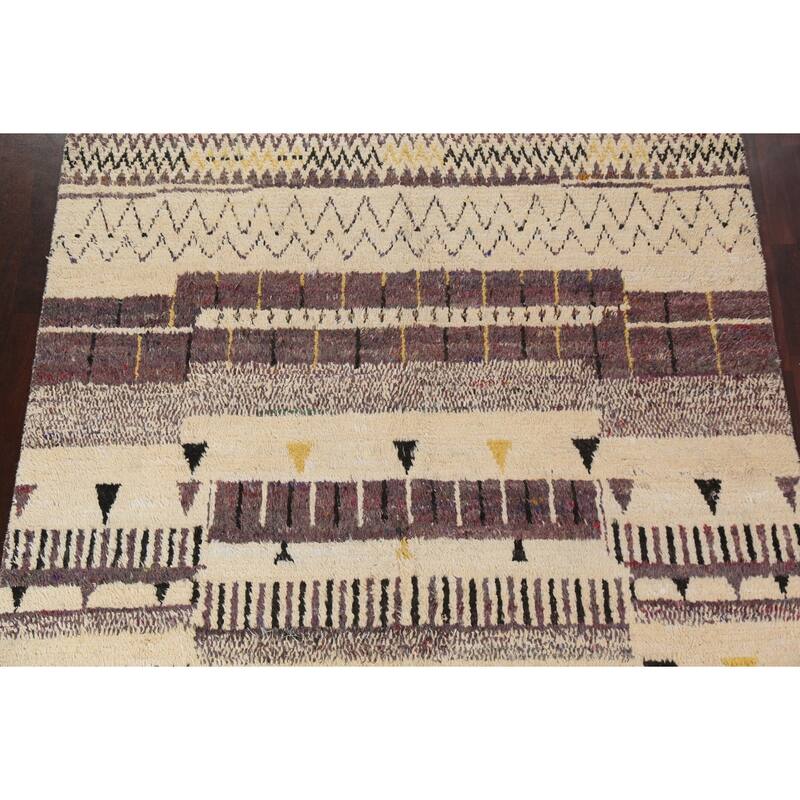 Geometric Tribal Moroccan Wool Area Rug Hand-knotted Oriental Carpet - 8'0" x 10'6"
