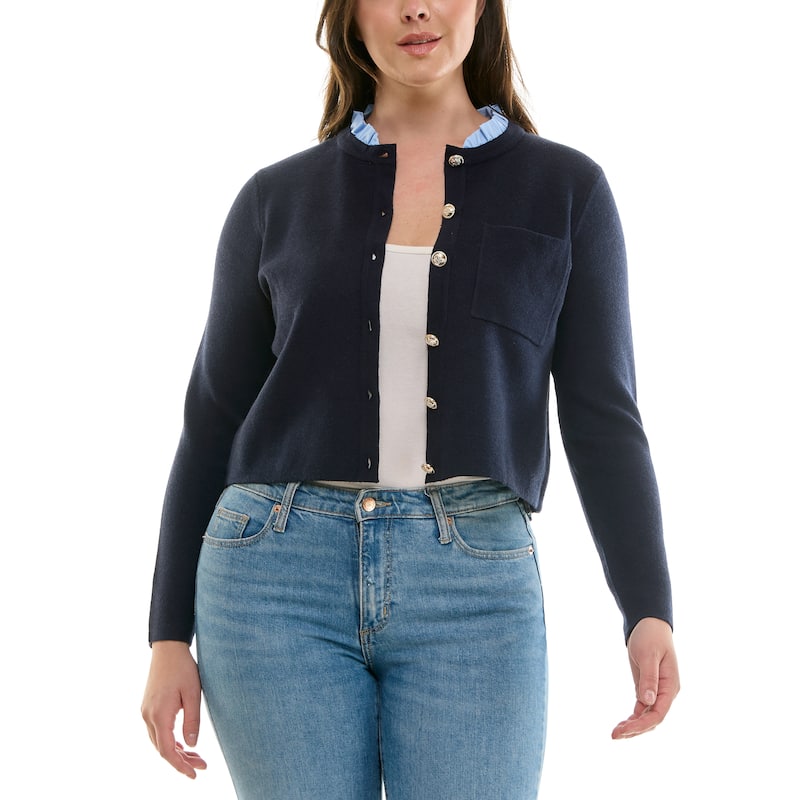 Nanette Lepore Women's Knit Cardigan with Ruffle Collar