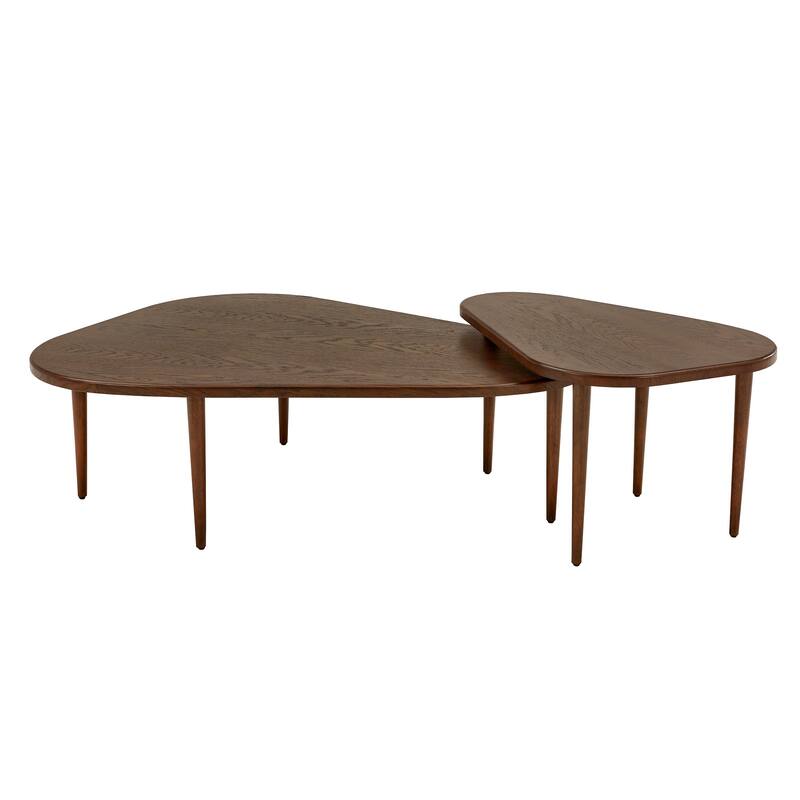 Tirana Wood Finish Teardrop Nesting Coffee Tables by iNSPIRE Q Modern - Walnut