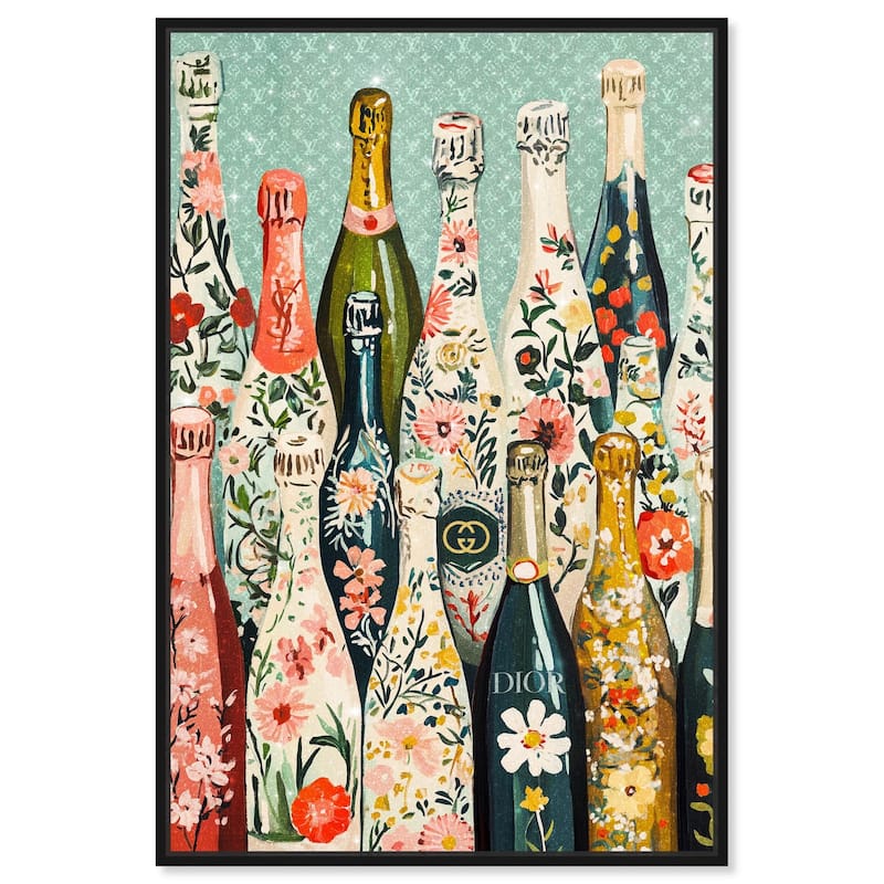 Floral Collection Bottles Canvas by Art Remedy - Black - 20" x 30"