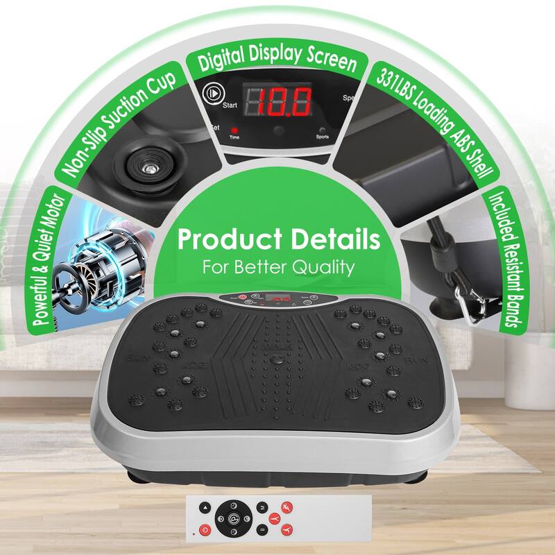 Vibration Exercise Platform With Remote Weight Loss Fat Burner - 18.11 x 11.81 x 5.11in