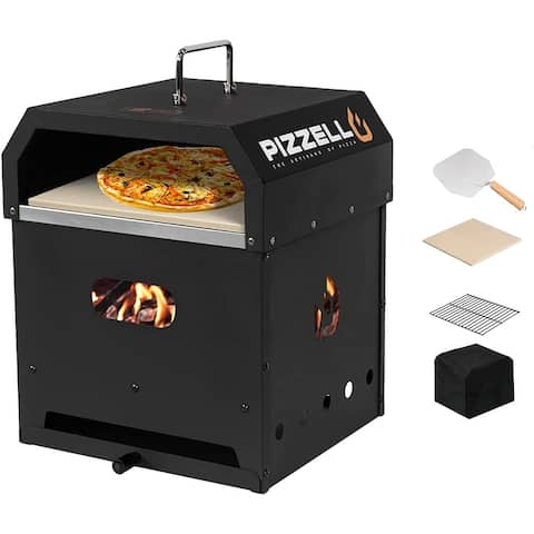 4 in 1 Outdoor Pizza Oven Wood Fired 2-Layer Detachable Outside Ovens