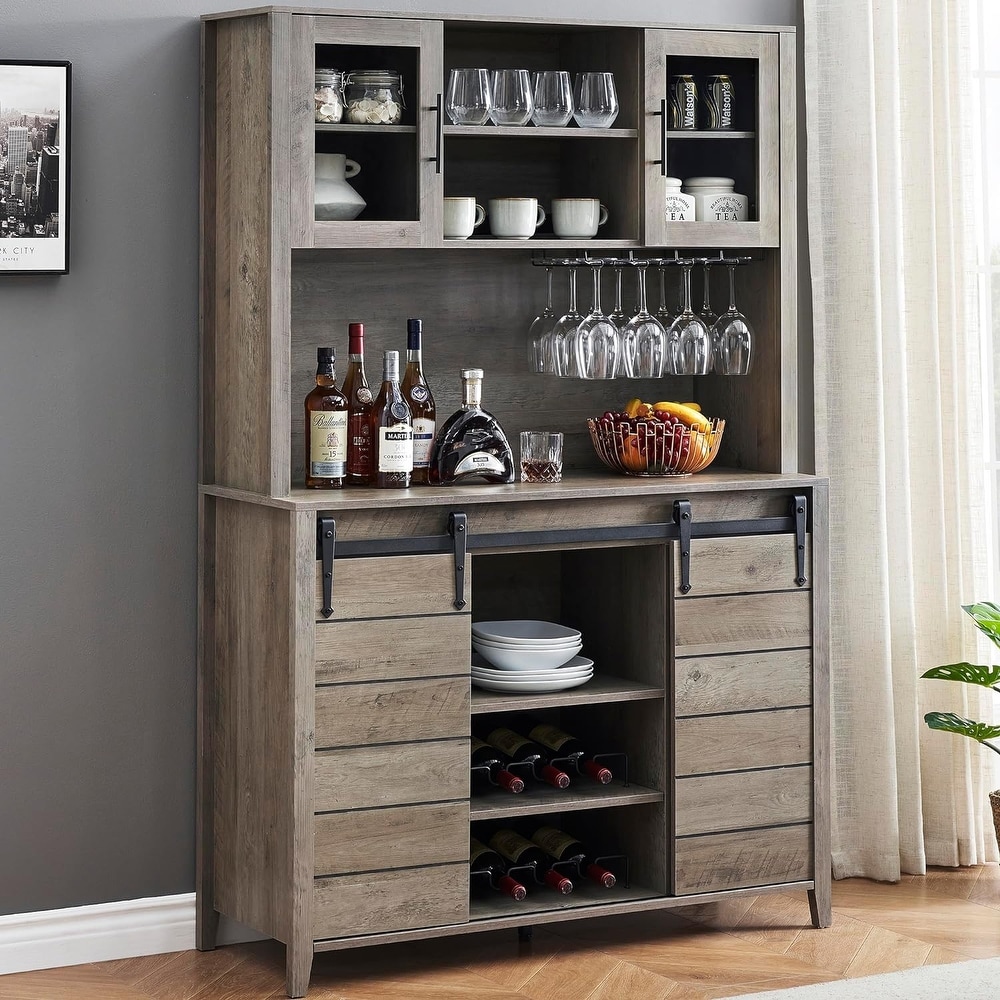 Grey store bar cabinets