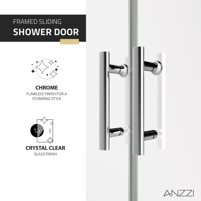 Romance Series 59 to 60 in. x 70 in. H Sliding Framed Shower Door in Multiple Finishes with Tsunami Guard Tempered Clear Glass