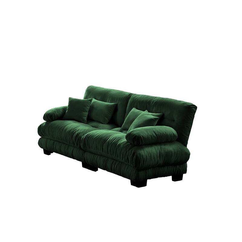 Oversized Modular Sectional Sofa, Chenille Deep Seat 2-Seater Sofa, Upholstered Cloud Couch with Lumbar Pillows & Throw Pillows