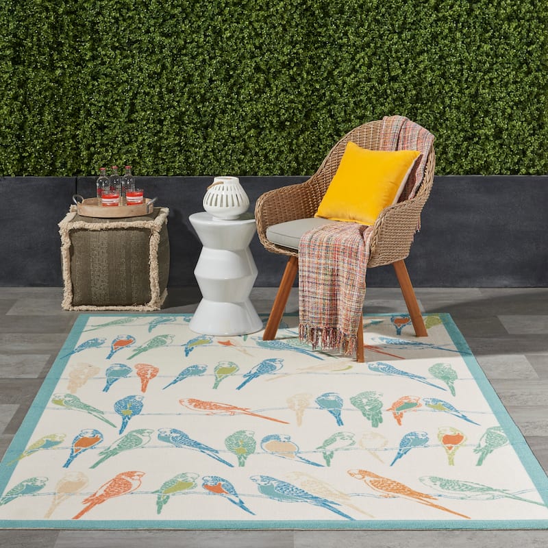 Waverly Sun N' Shade Modern Birds Indoor/Outdoor Area Rug