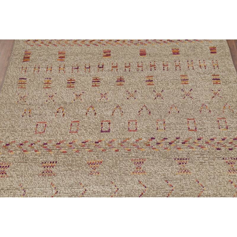 Earth Tone Moroccan Oriental Area Rug Handmade Wool Carpet - 5'7"x 8'10"