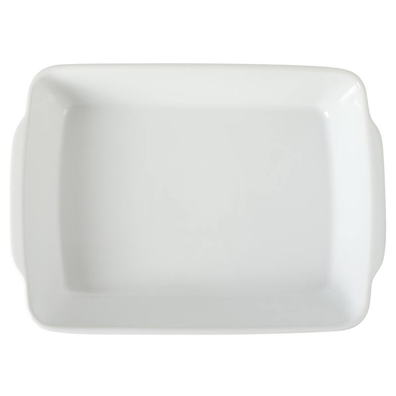 Gibson Home Gracious Dining 2.6Qt with Lid or 2.5Qt White Stoneware Baking Dish with Multi-Purpose Lid - Rectangular