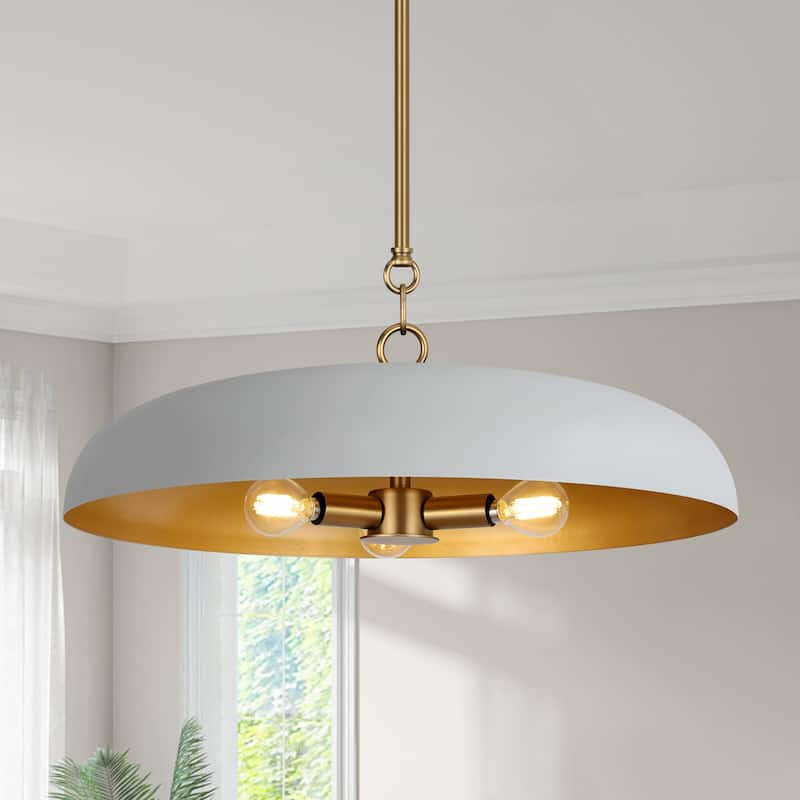 LamQee 20" Pendant Light Metal Dome Ceiling Hanging Lighting Chandelier - 19.7 inch