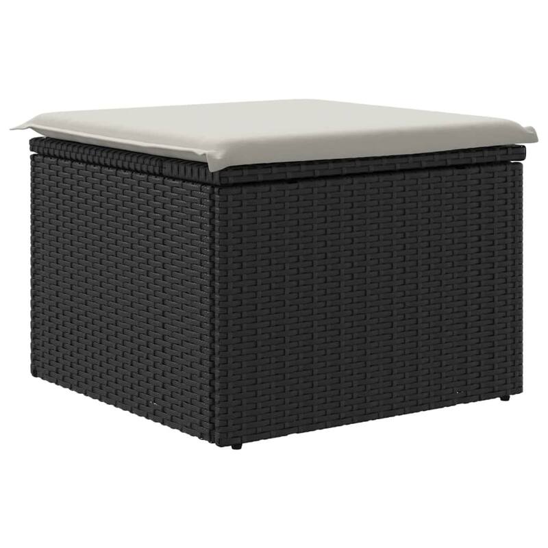 vidaXL Patio Stool with Cushion Ottoman Outdoor Seating Cube Seat Poly Rattan - 21.7 x 21.7 x 14.6