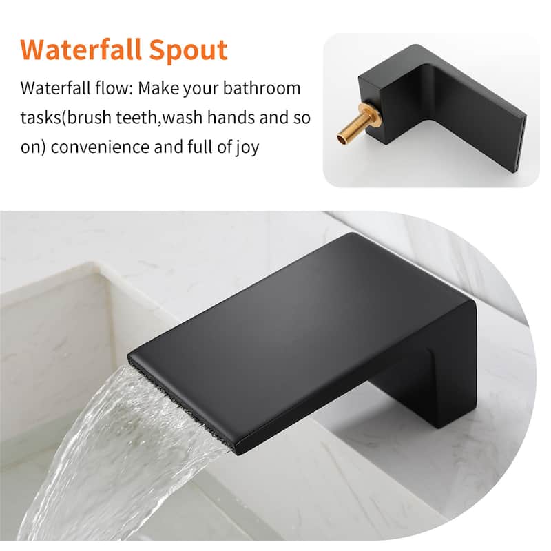 Deck Mount Waterfall Tub Faucet With Hand Shower Brass Roman Bathtub Faucet Modern Tub Filler With Sprayer
