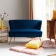 preview thumbnail 37 of 114, HULALA HOME Monica Modern Velvet Curved Tufted Back Loveseat with Metal Tapered Legs NAVY