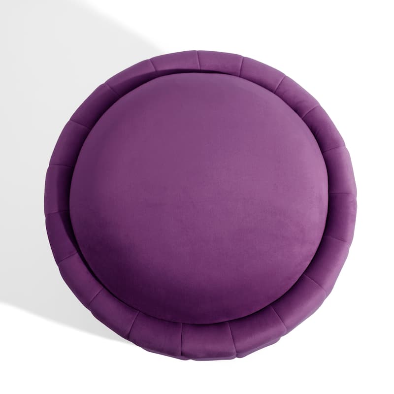 29" Modern Velvet Round Storage Ottoman