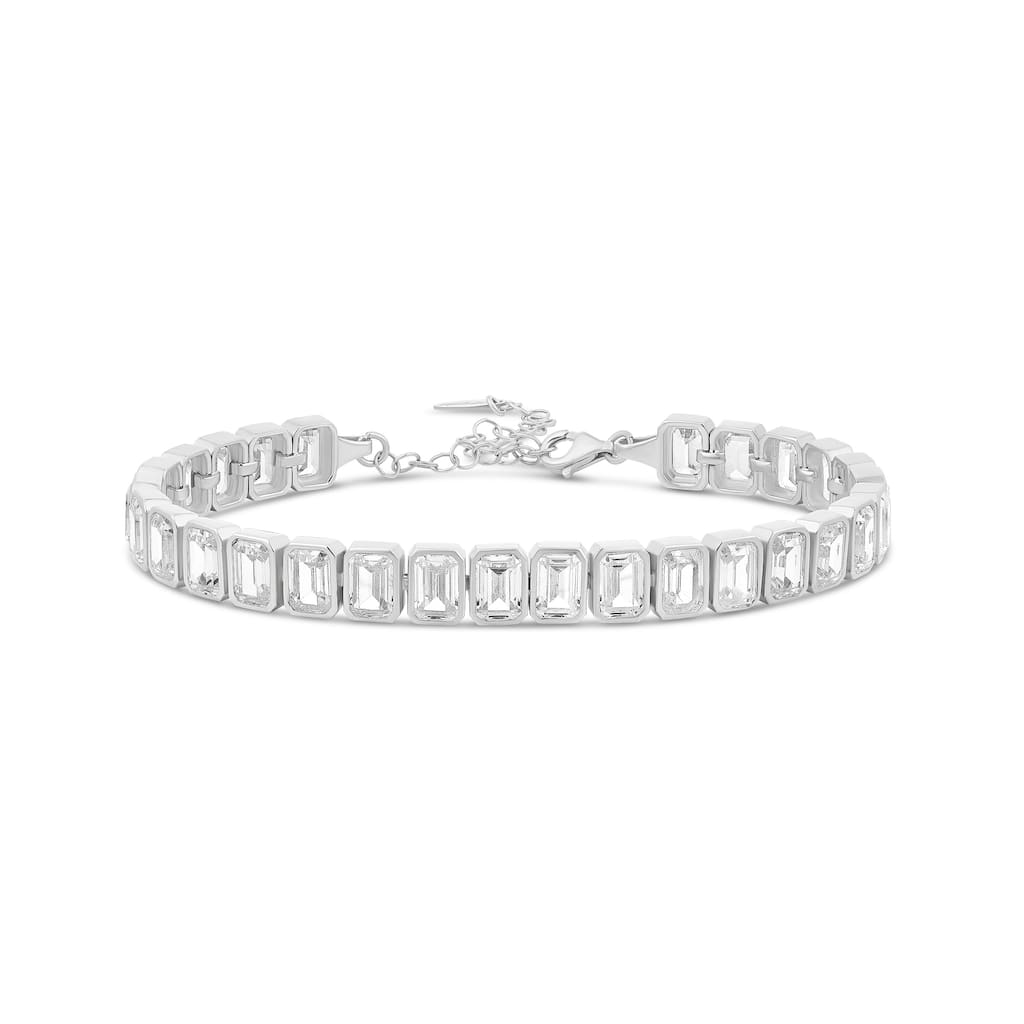 SHYMI Bezel-Set Emerald Tennis Statement Bracelet