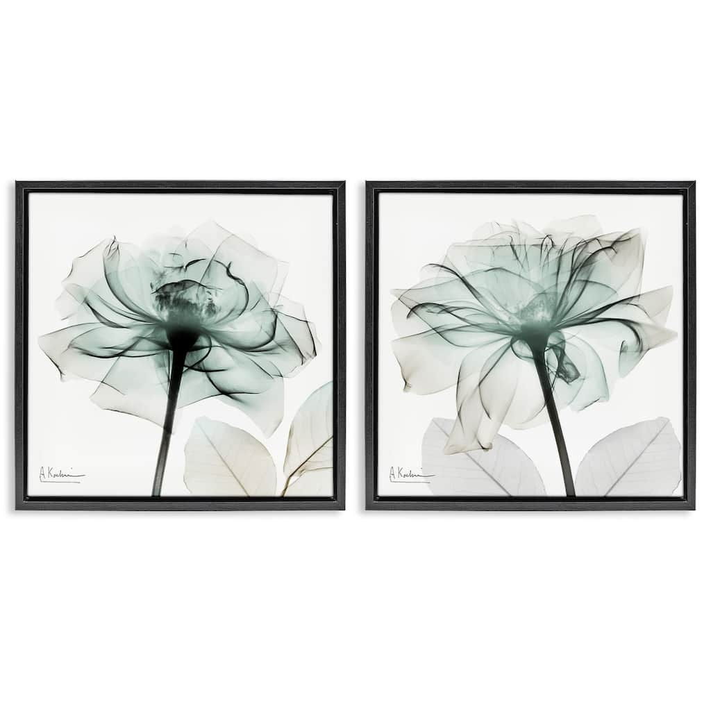 Stupell Serene Emerald Rose Framed Floater Canvas Wall Art Design By Albert Koetsier (Set of 2)